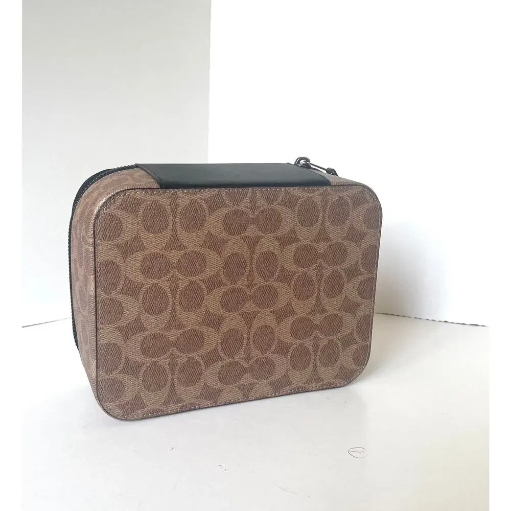 Coach Tech Organizer Colorblock Signature Canvas Travel Case Khaki Brown CY392